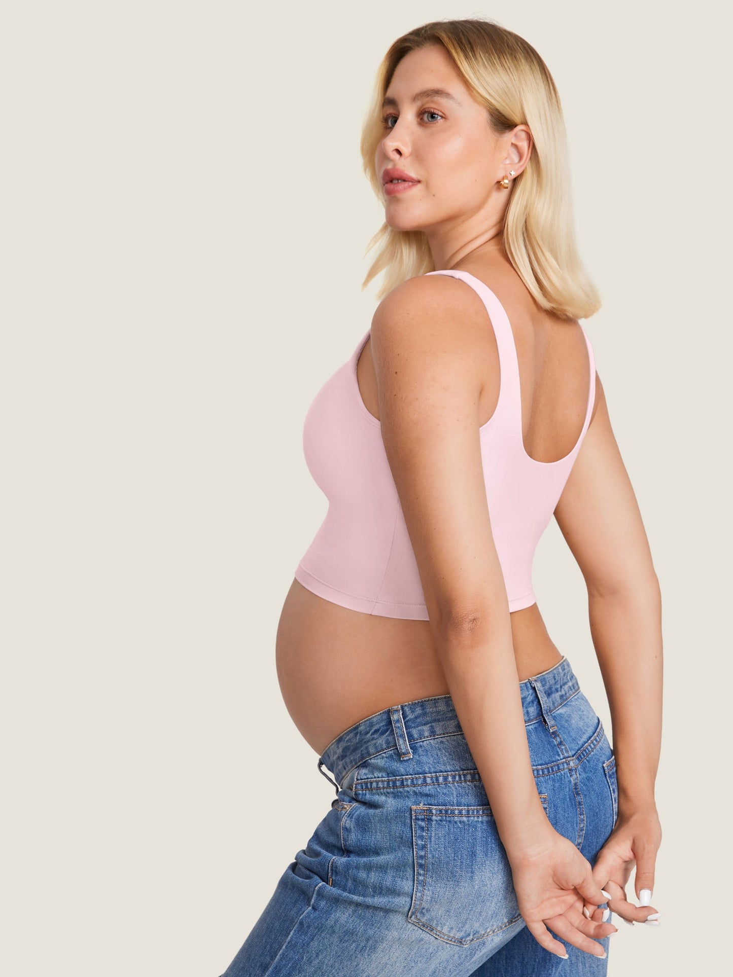V Neck Nursing Crop Tank Top