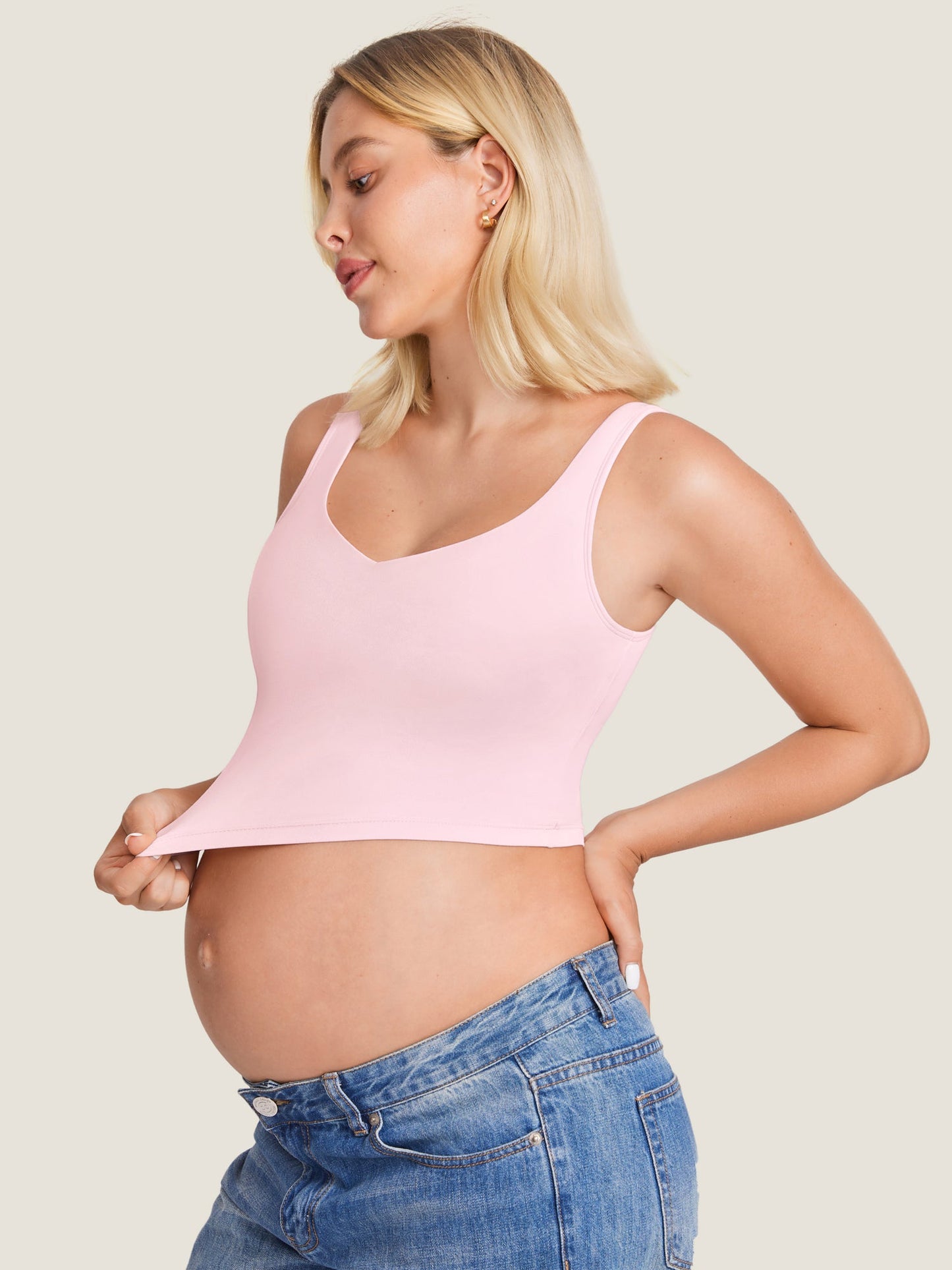 V Neck Nursing Crop Tank Top