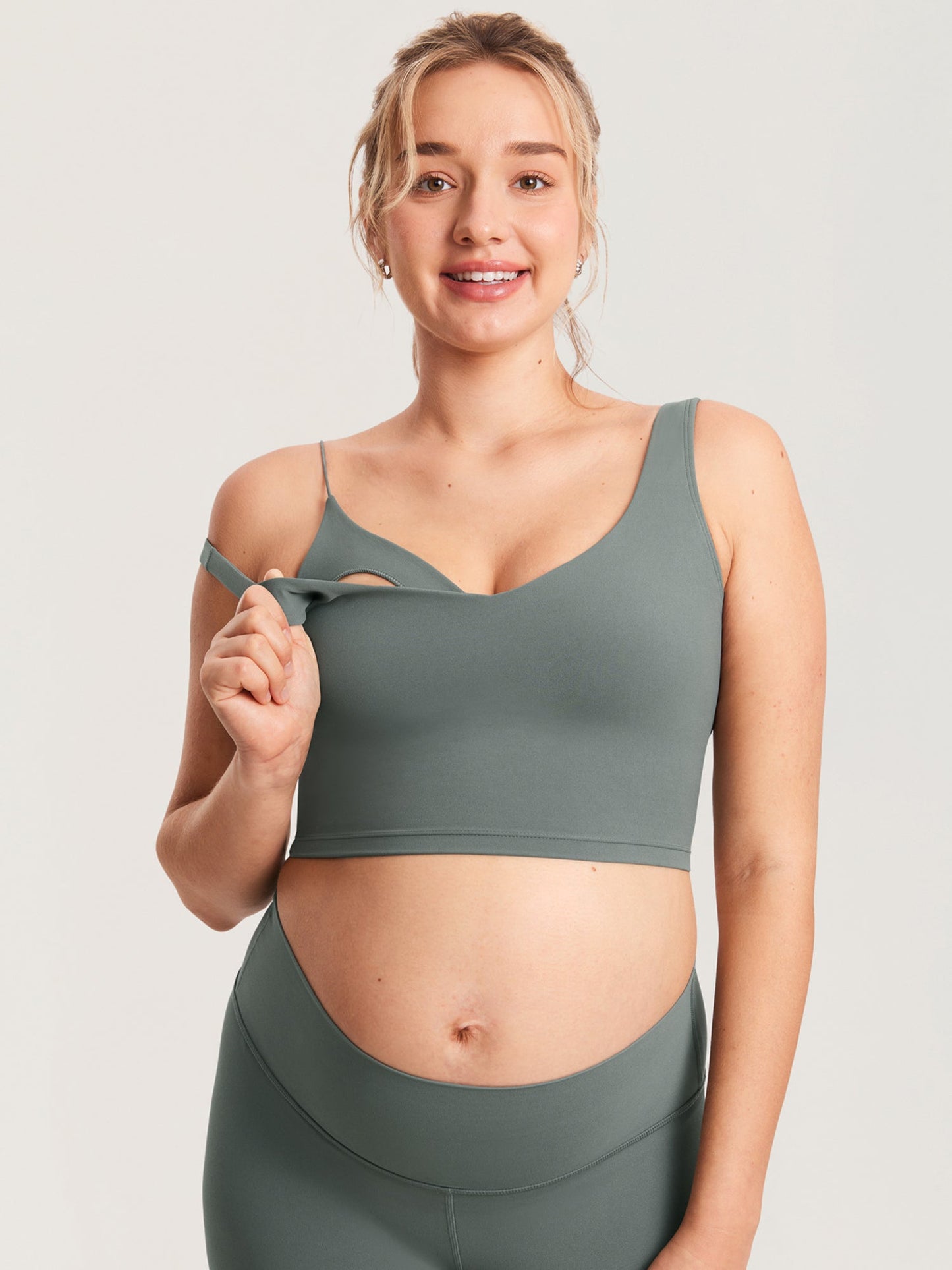 V Neck Nursing Crop Tank Top