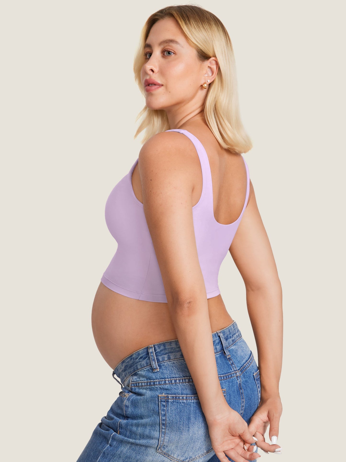 V Neck Nursing Crop Tank Top