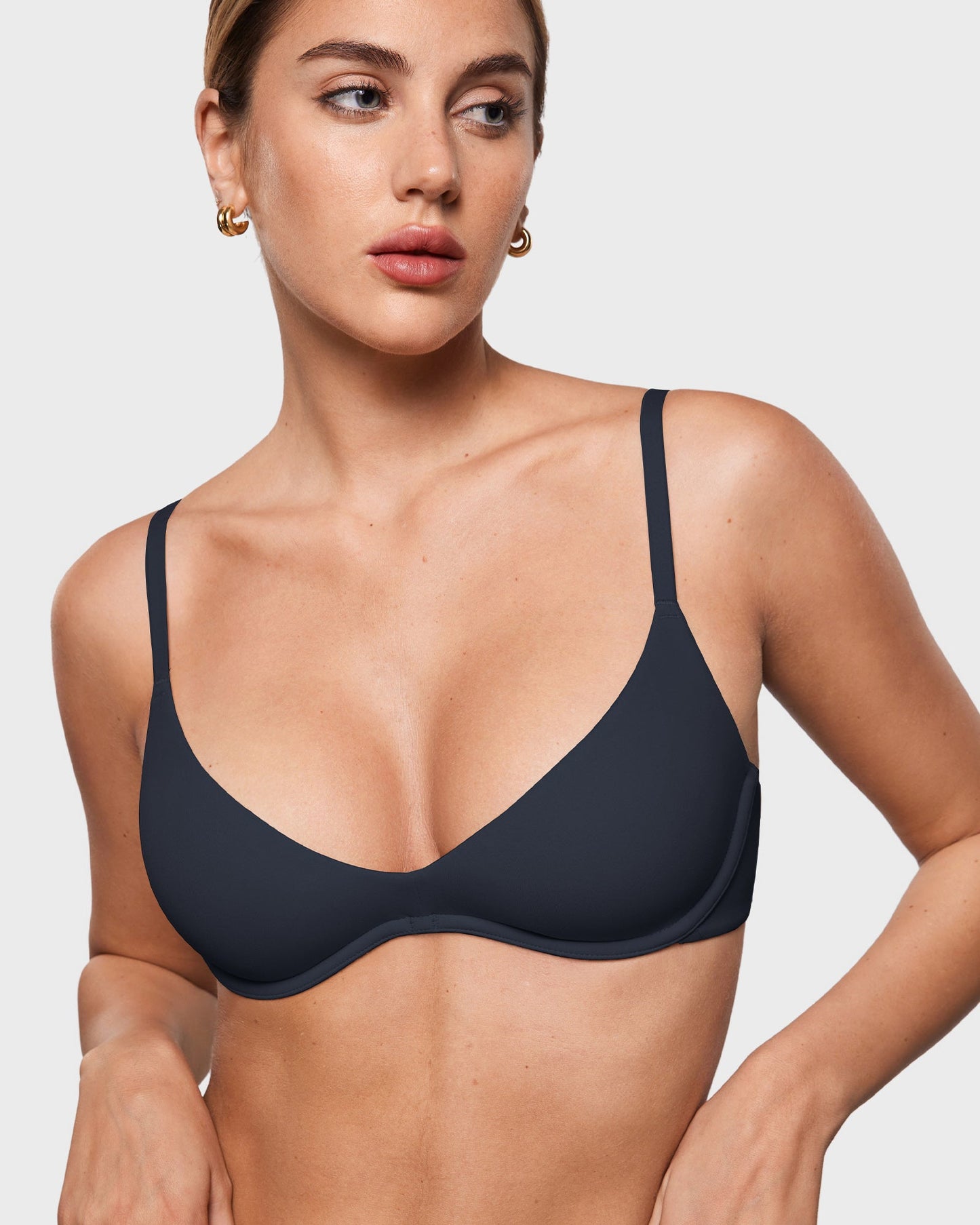 INLYRIC Women's Inbarely Plus Plunge Bra - Unlined Underwire Sexy Demi Balconette Bras