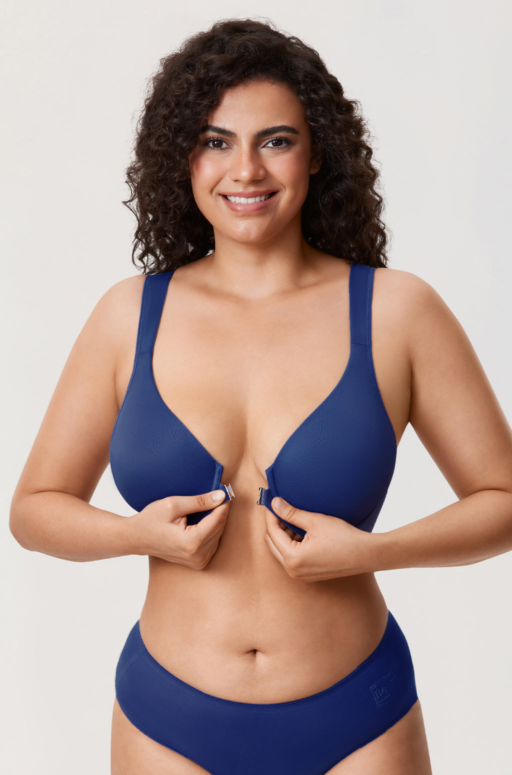 DELIMIRA Women's Front Closure Bras Posture Full Coverage Plus Size Underwire Unlined Back Support Plunge Seamless Bra B-H