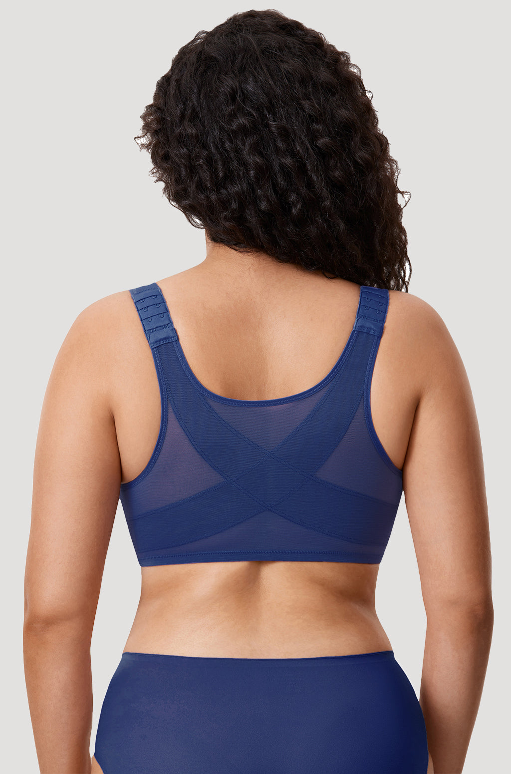 DELIMIRA Women's Front Closure Bras Posture Full Coverage Plus Size Underwire Unlined Back Support Plunge Seamless Bra B-H