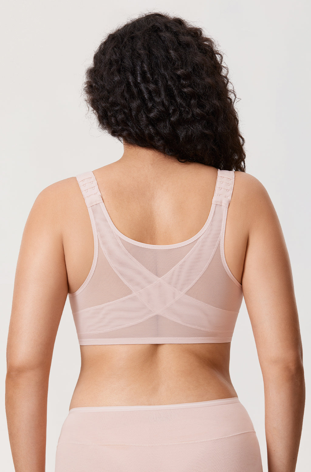 DELIMIRA Women's Front Closure Bras Posture Full Coverage Plus Size Underwire Unlined Back Support Plunge Seamless Bra B-H