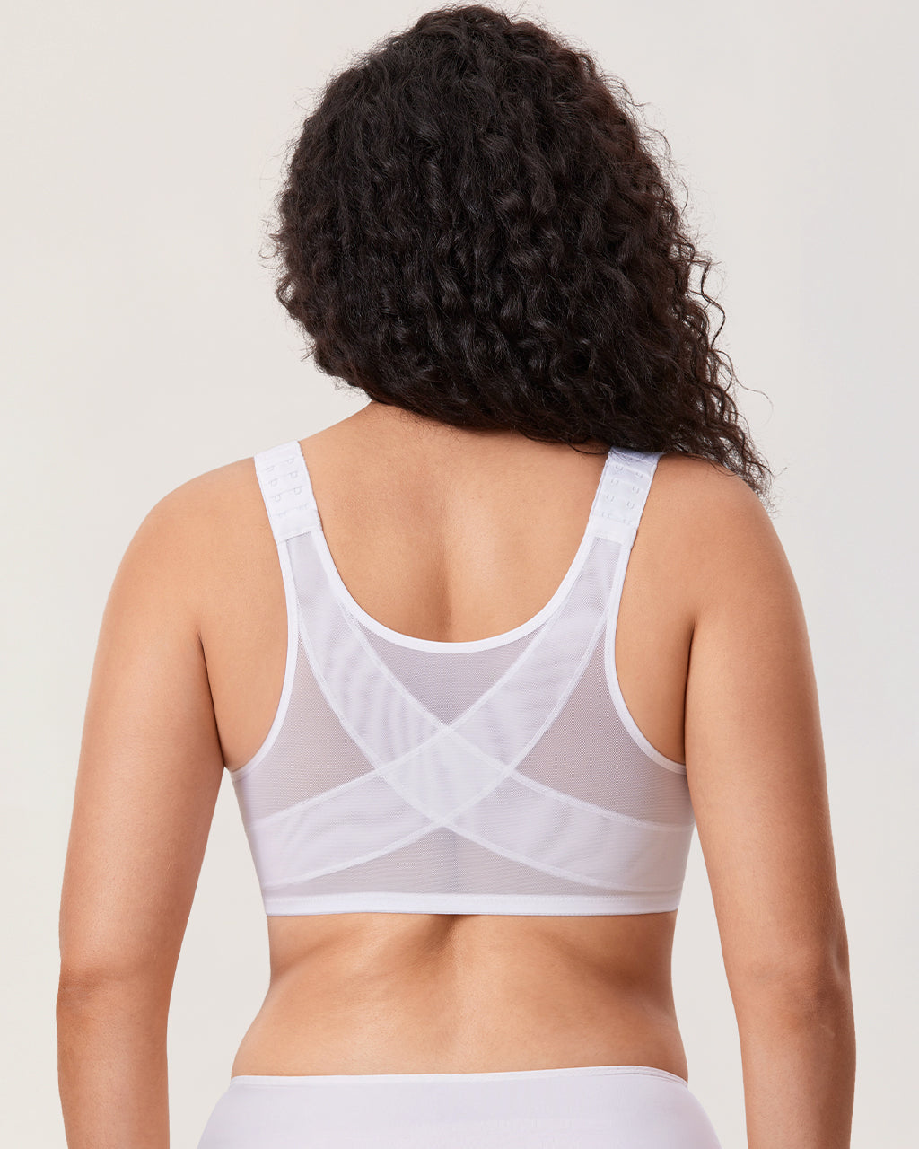 DELIMIRA Women's Front Closure Bras Posture Full Coverage Plus Size Underwire Unlined Back Support Plunge Seamless Bra B-H