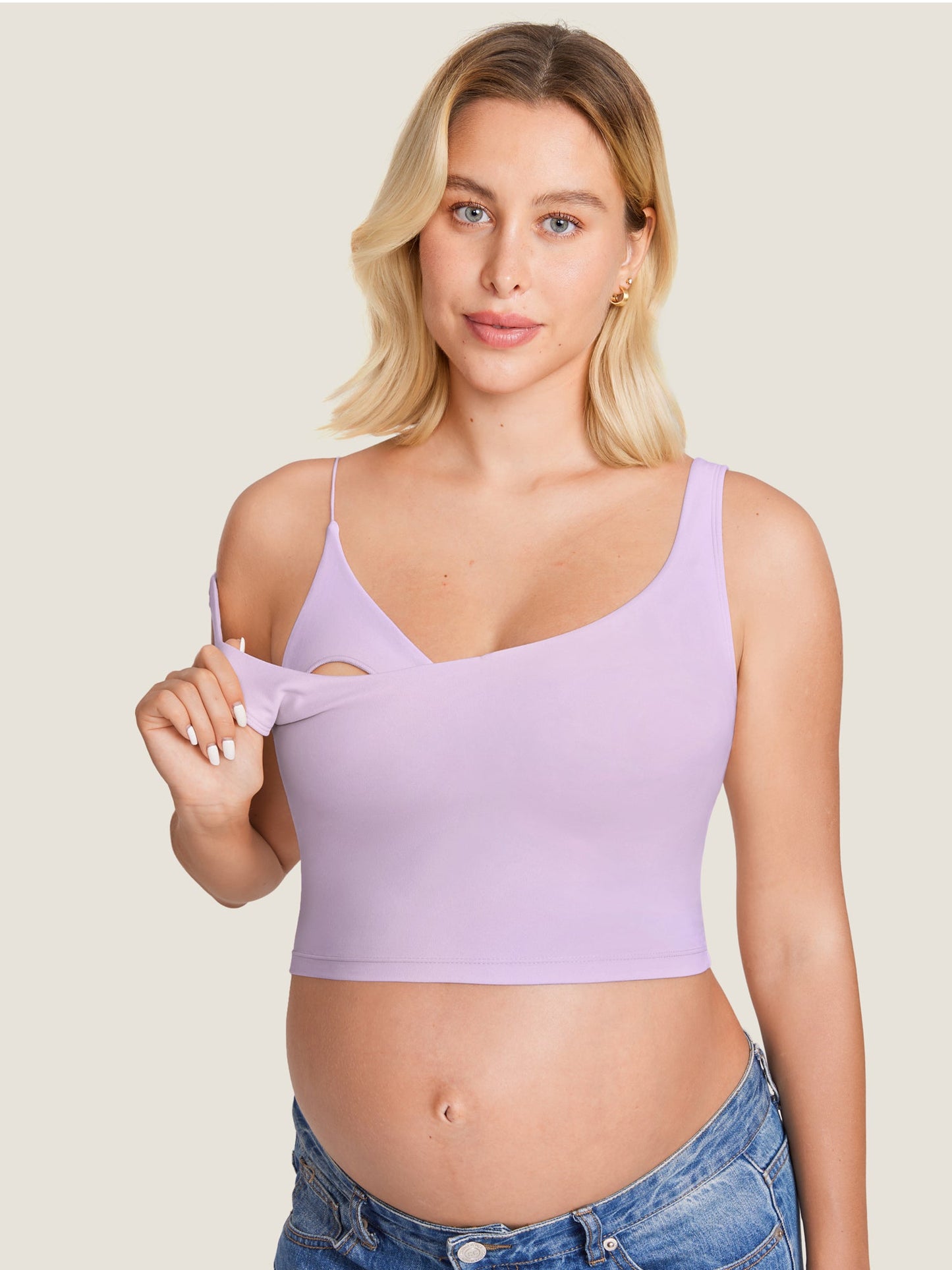 V Neck Nursing Crop Tank Top