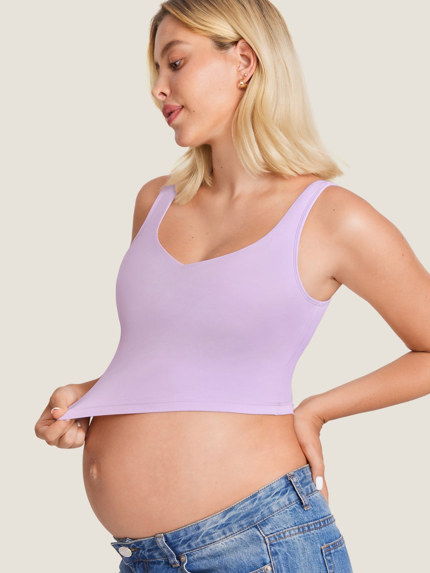 V Neck Nursing Crop Tank Top