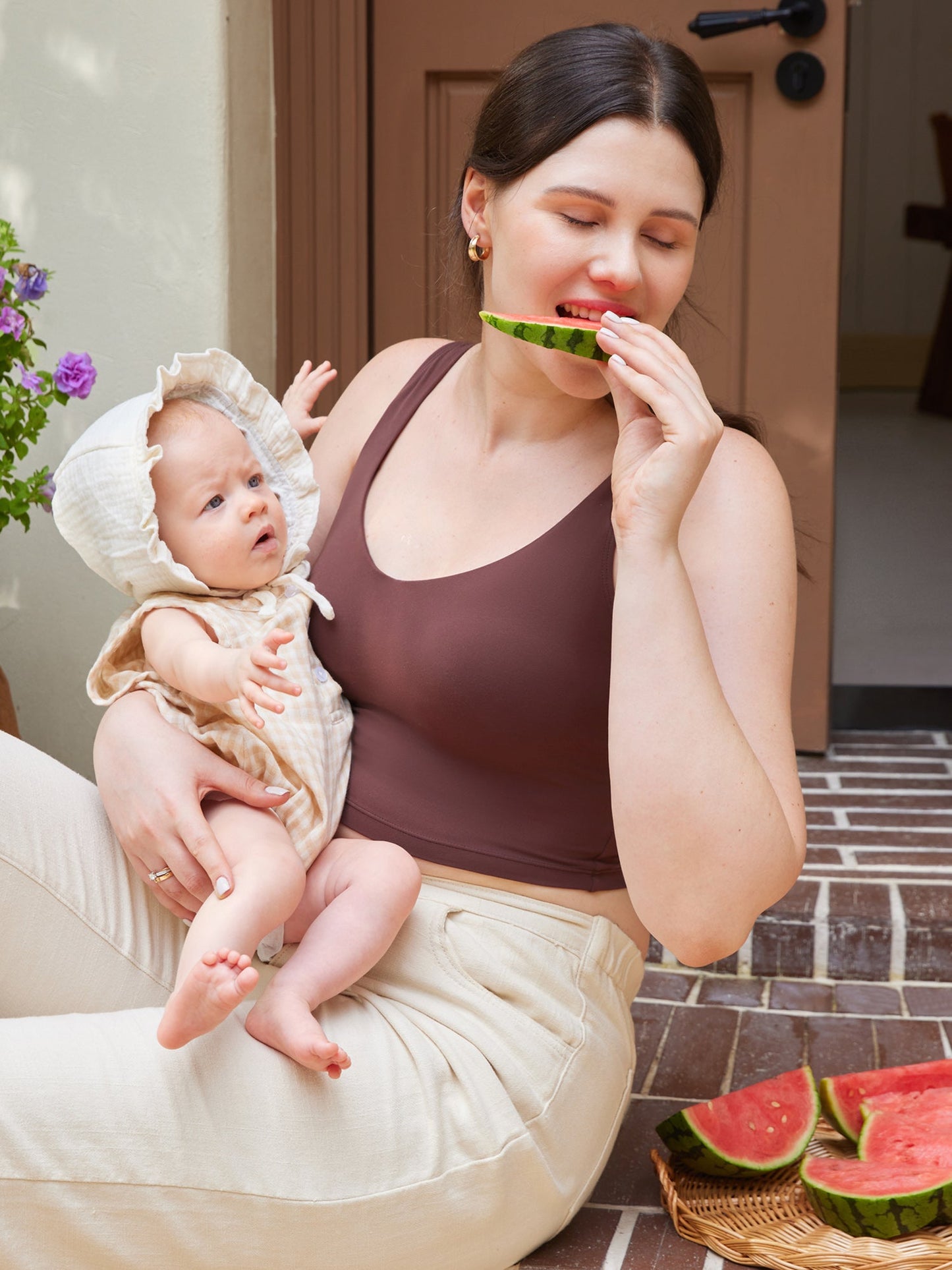 V Neck Nursing Crop Tank Top