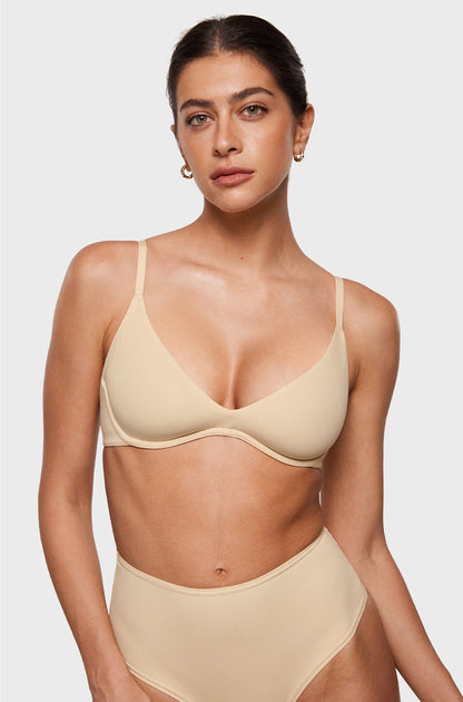 INLYRIC Women's Inbarely Plus Plunge Bra - Unlined Underwire Sexy Demi Balconette Bras