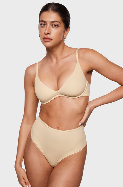 INLYRIC Women's Inbarely Plus Plunge Bra - Unlined Underwire Sexy Demi Balconette Bras