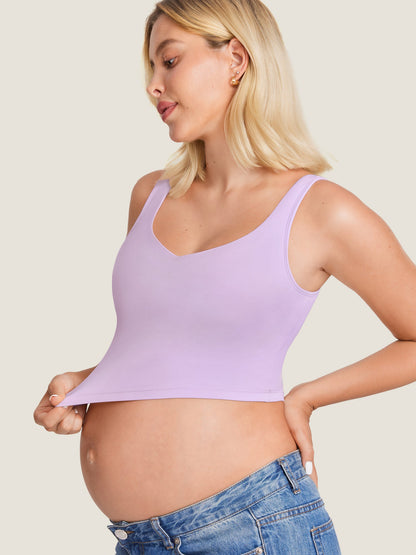 V Neck Nursing Crop Tank Top
